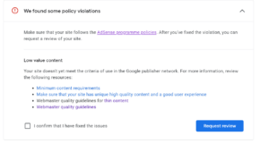 Google Adsense says “Needs Attention” on my site.